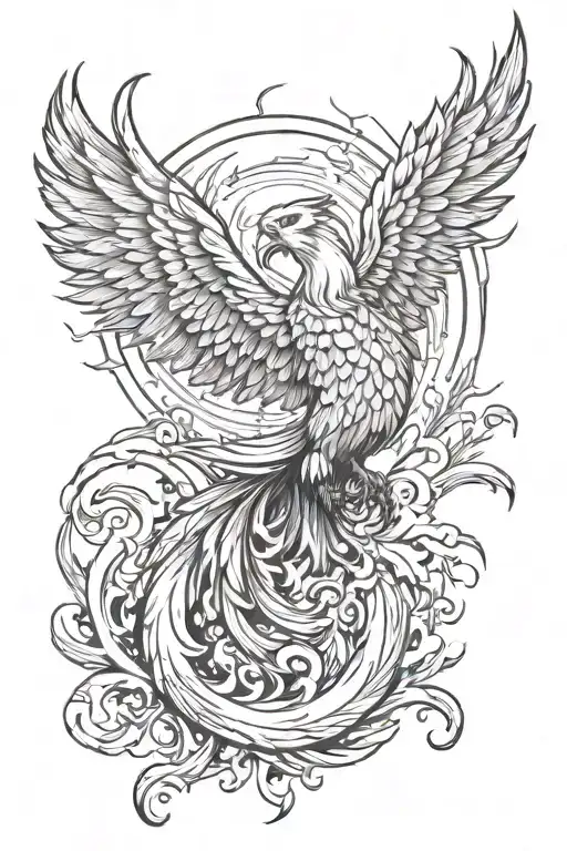 Phoenix Rising From The Ashes Symbolizing Rebirth