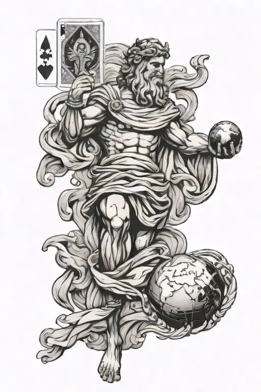Greek God Holding The Earth With Ace Playing Card