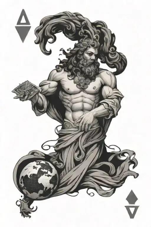 Greek God Holding The Earth With Ace Playing Card Featuring