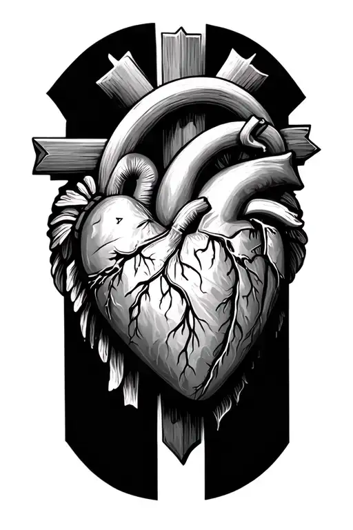 Christ Heart And The Cross