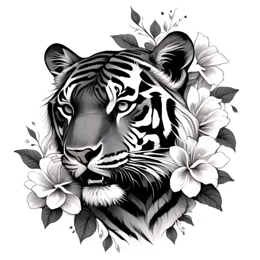 Tiger And Flowes