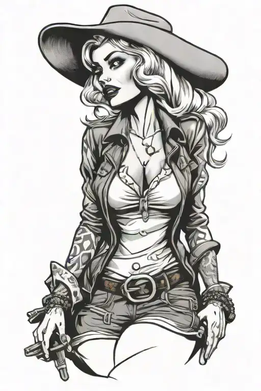 Vintage Cartoon Style Blonde Pinup Cowgirl