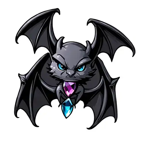 Cartoon Gothic Bat With Gemstones