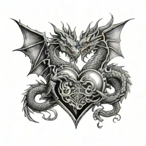 2 Dragons And Heart Shaped Locket