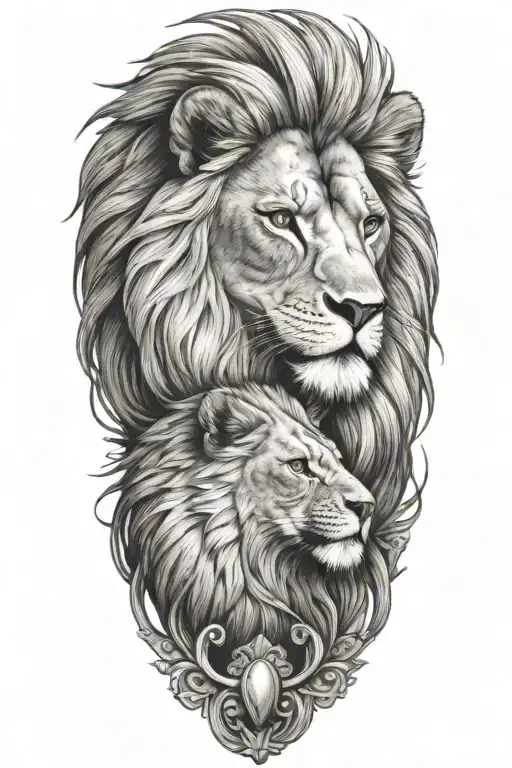 A Lion And An Eagle Perched