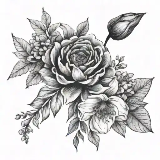 January December And June Birth Flowers Bouquet Wrapped Simple