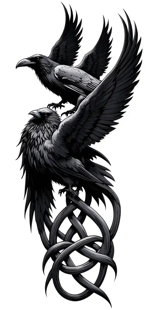 Norse Mythology Knot Intertwined Odin Ravens Fenir