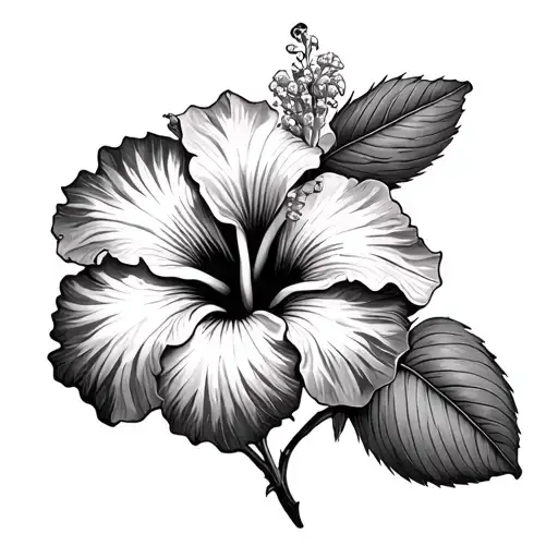 Hibiscus Flower Thick Outlines Black And White Lineart