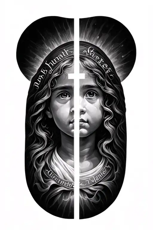 Half Sleeve Tattoo Combining Kids Names And Christianity