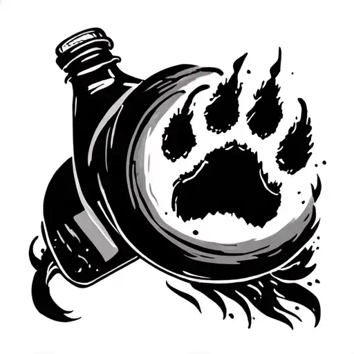Bottle With Wolf Paw Print Inside