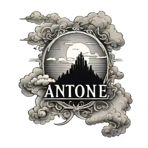 Light Clouds With Wording Antoine Inside Of The Clouds Neck