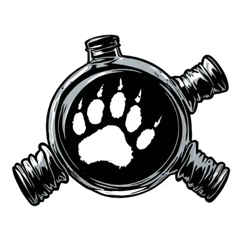 Bottle With Wolf Paw Print Inside
