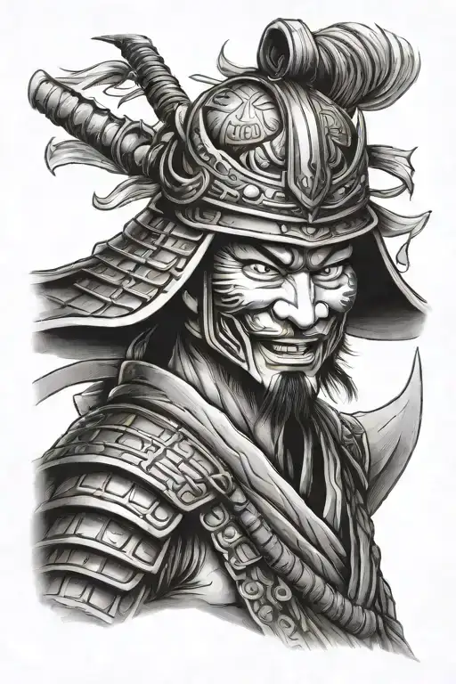 Smiling Cold Samurai Warrior