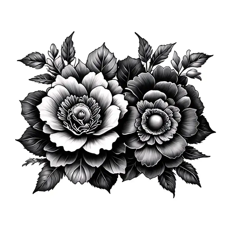 Two Names Incorporated Into The Design Flower