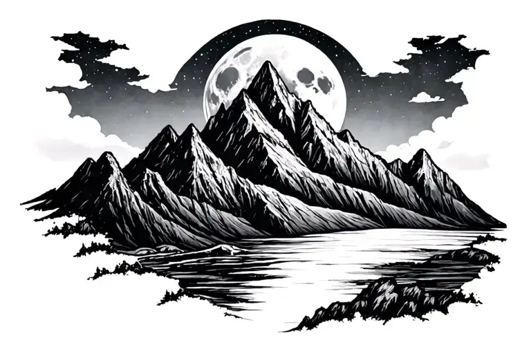 Mountains And Moon Rising