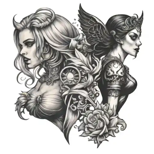 Good Girl Vs Evil Girl Opposite Sides