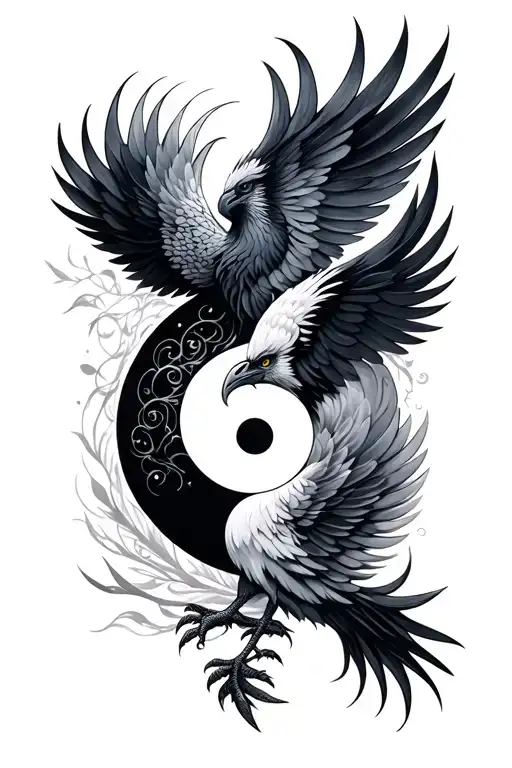 Pheonix And Compas Yin Yang