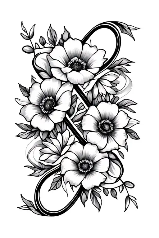 Flowers Intertwined Infinity Symbols