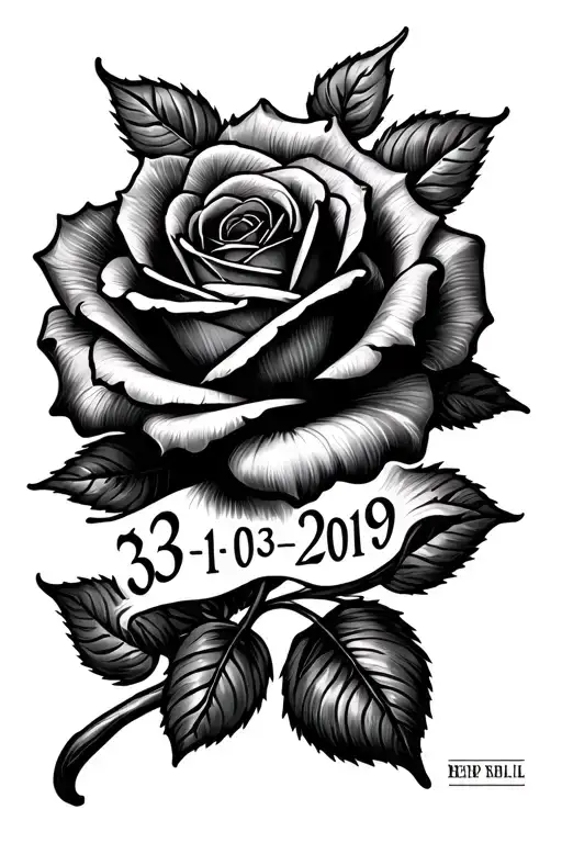 Make A Collarbone Tatto With The Number 31- 03 - 2019 And A Rose Going Through It