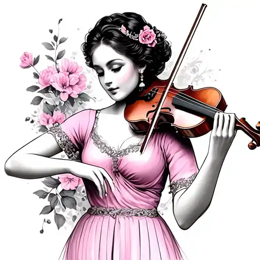 Lady In Pink Playing Violin
