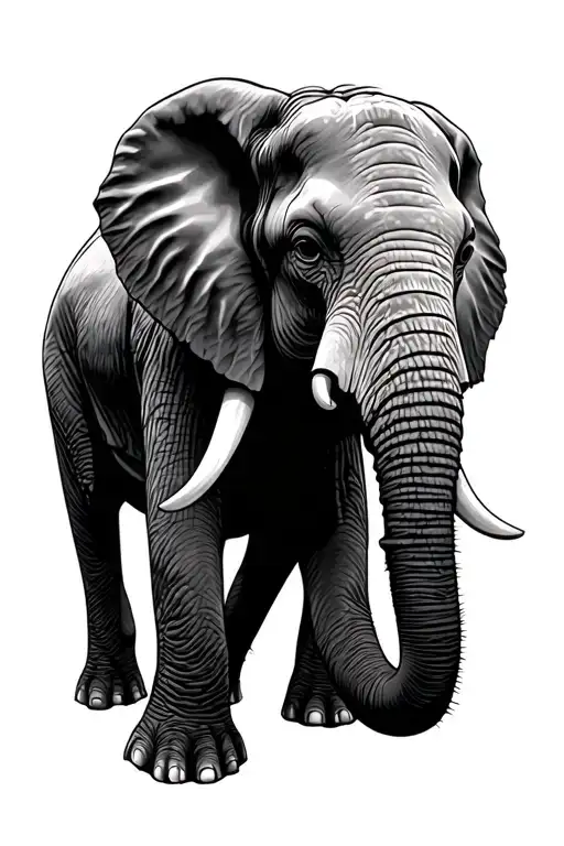 Elephant And Bisin Head