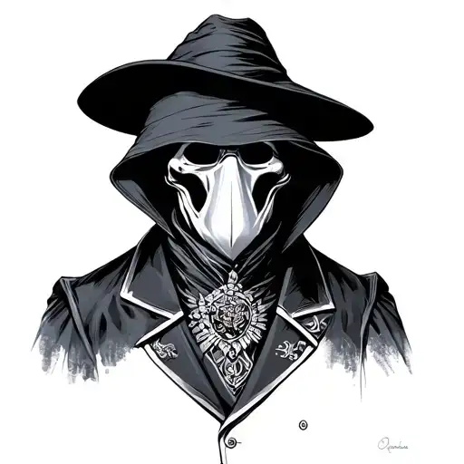 Plague Doctor Assassin Wearing Georgian Traditional Suit
