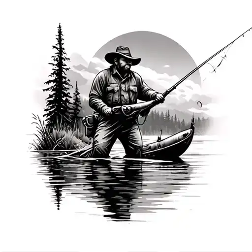 Hunting Fishing Scene