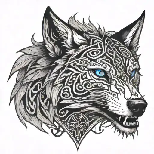 Celtic Wolf With Blue Eyes