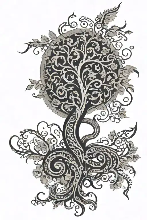 Paisley Pattern With Tree Growing Intertwined Within