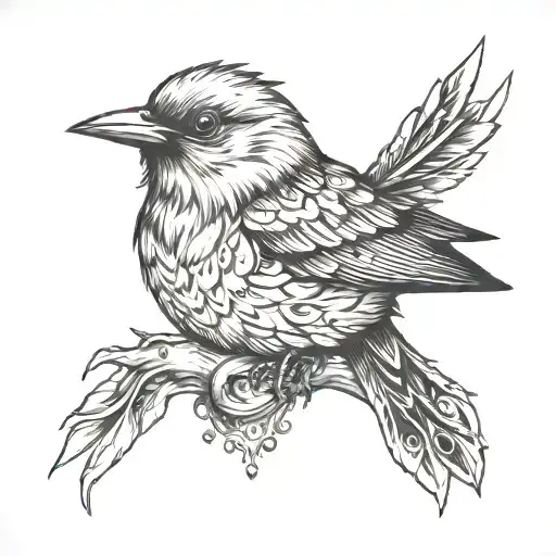 Mirlo Bird With Blood