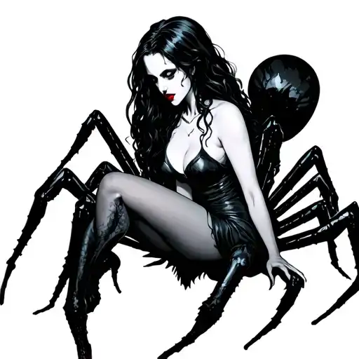 Vampire Woman Sitting On Spider