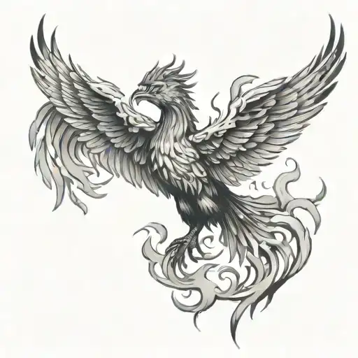 Fire Phoenix Rising From The Ashes