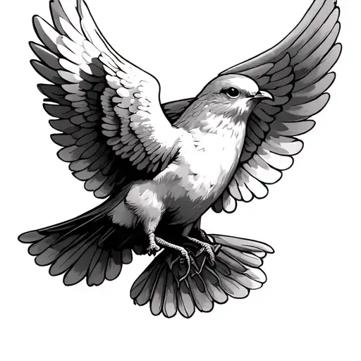 Dove With Wings Spread