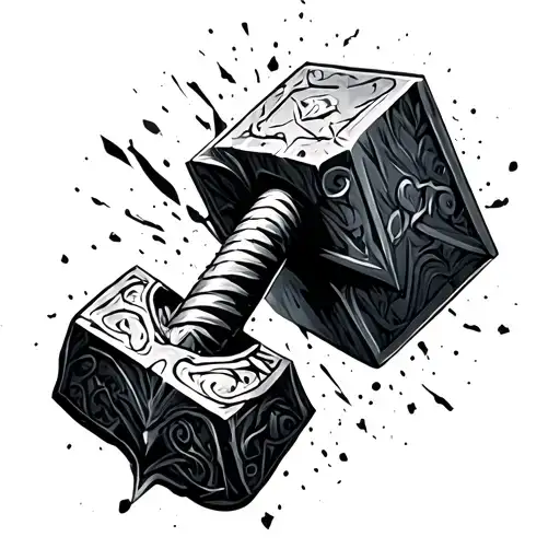Thor Hammer In Trash Polka Style