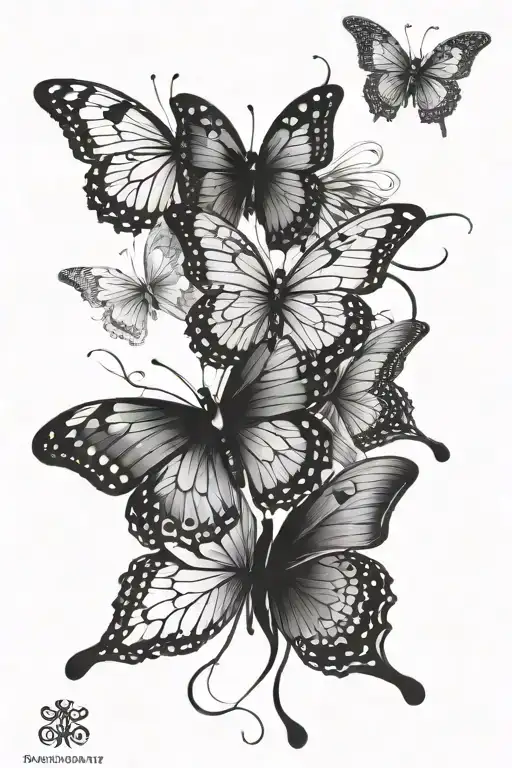 4 Butterflys With Kids Names Intertwined