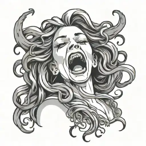 Screaming And Crying Medusa Girl