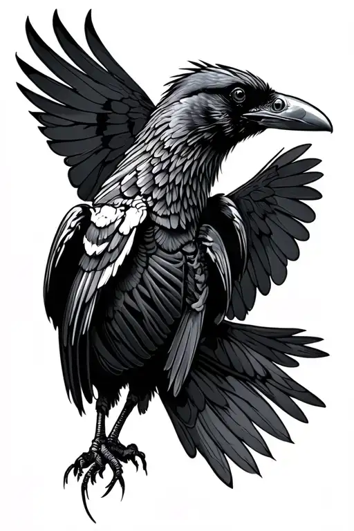 Rib Cage Tattoo Crow Flying