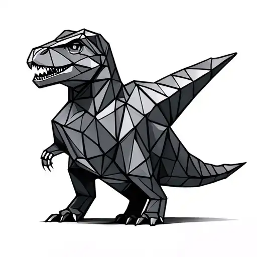 Typewriter Origami Dinosaur Outline Cartoon
