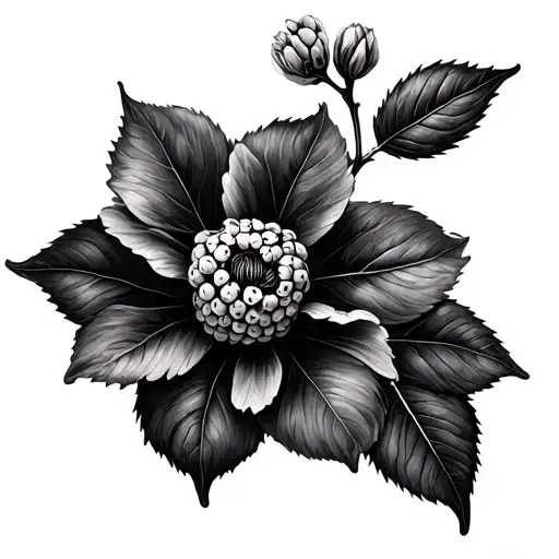 Blackberry Blossom Flower Simple Oultine