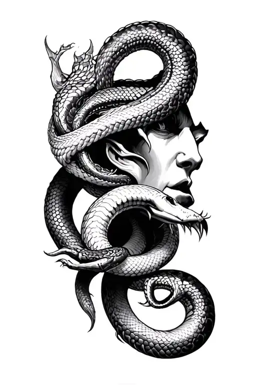 Tatoo For The Neck With Snakes And Demons