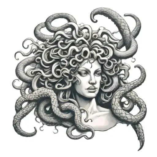 Naked Gorgon Medusa With Snakes Instead Of Hair