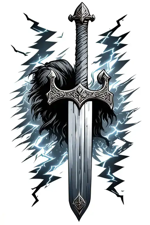 Viking Sword And Lightning