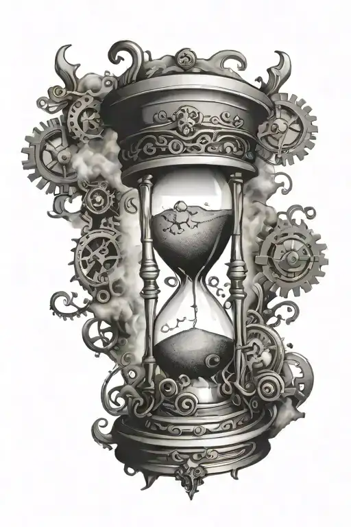 Black And Grey Hourglass In Steampunk Style