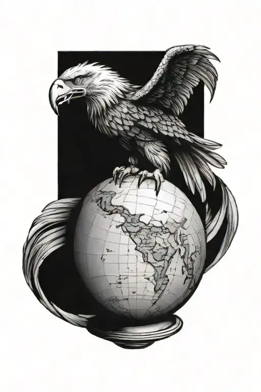 Eagle On Top Of A Globe Made Out Of A Skull