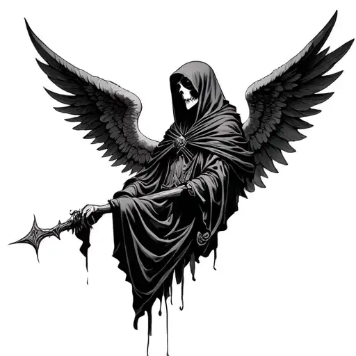 Grim Reaper Angel With Wings Peaceful Scene