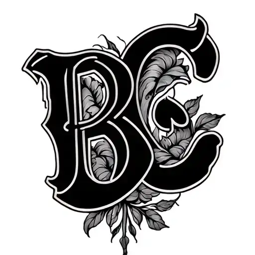 Intertwined Initial Art With The Letters B And C