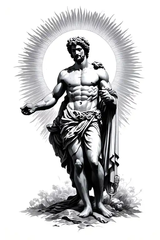 Apollo Greek God With The Sun Behind Him