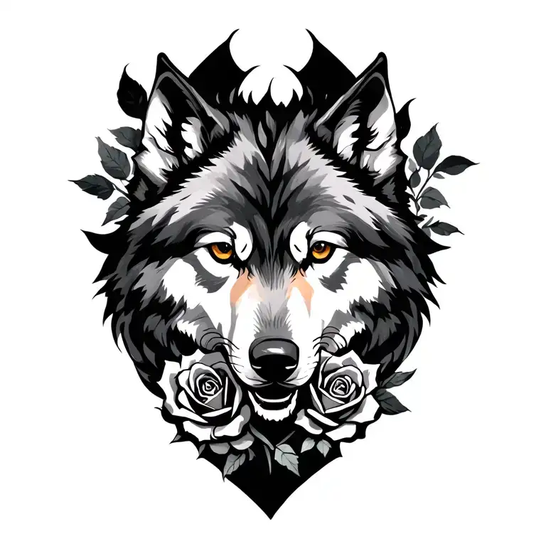 Wolf And Roses Wrapped