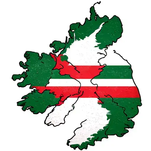 Outline Of Northern Ireland Country Shape With The Northern Irish Flag Inside It