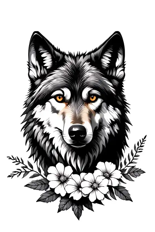Wolf With Flowers